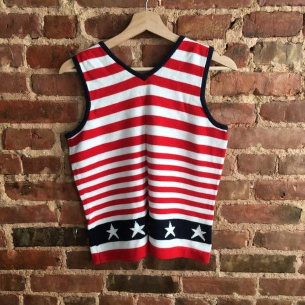Liz Claiborne Sport American Flag Sweater Vest - Picture 3 of 3